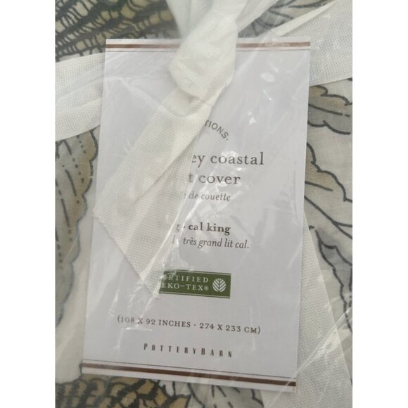 POTTERY BARN MONTEREY COASTAL DUVET COVER King / California King Seahorse Coral - Picture 2 of 3